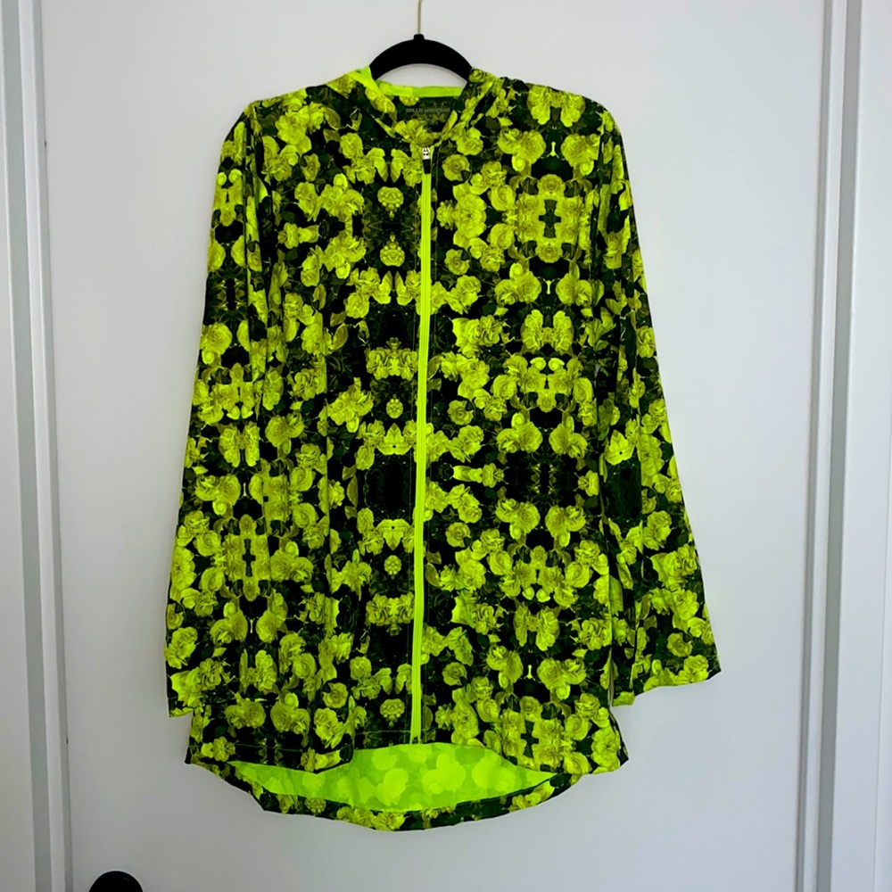 Hollie Watman Neon Green Rose Print High Low Anorak Jacket
